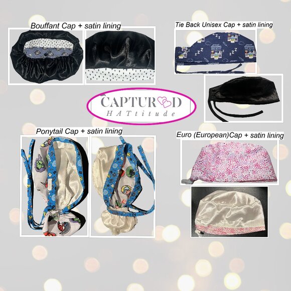 Womens Christmas Bouffant Scrub Cap Candy Cane Gnomes * Handmade - Picture 6 of 7